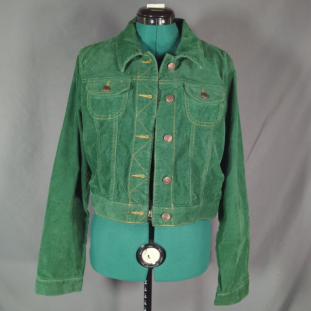 Vintage Y2K 2005 Old Navy Green Corduroy Trucker Jacket Women’s L